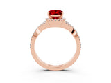 Rose gold Oval Cut Ruby  Halo Twist Band Solitaire Prong Setting Ring_39