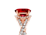 Rose gold Oval Cut Ruby  Halo Twist Band Solitaire Prong Setting Ring_41