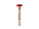 Rose gold Oval Cut Ruby Milgrain Pavé Engagement Ring with Four-Prong Setting_14