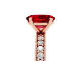 Rose gold Oval Cut Ruby Milgrain Pavé Engagement Ring with Four-Prong Setting_17