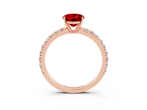 Rose gold Oval Cut Ruby Pavé Solitaire Engagement Ring with Four-Prong Setting_15