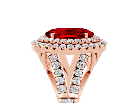 Rose gold Oval Cut Ruby Pavé Split Shank Double Halo Engagement Ring_5