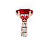 Rose gold Oval Cut Ruby Pave Band Solitaire Ring with Four-Prong Setting_29