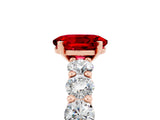 Rose gold Oval Cut Ruby Prong Setting with Side Stones on a Pave Band_5