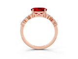 Rose gold Oval Cut Ruby Scattered Round Accent Ring with Prong Setting_15