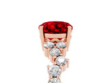 Rose gold Oval Cut Ruby Scattered Round Accent Ring with Prong Setting_17
