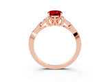 Rose gold Oval Cut Ruby Solitaire Celtic Knot Ring with Four-Prong Setting_15