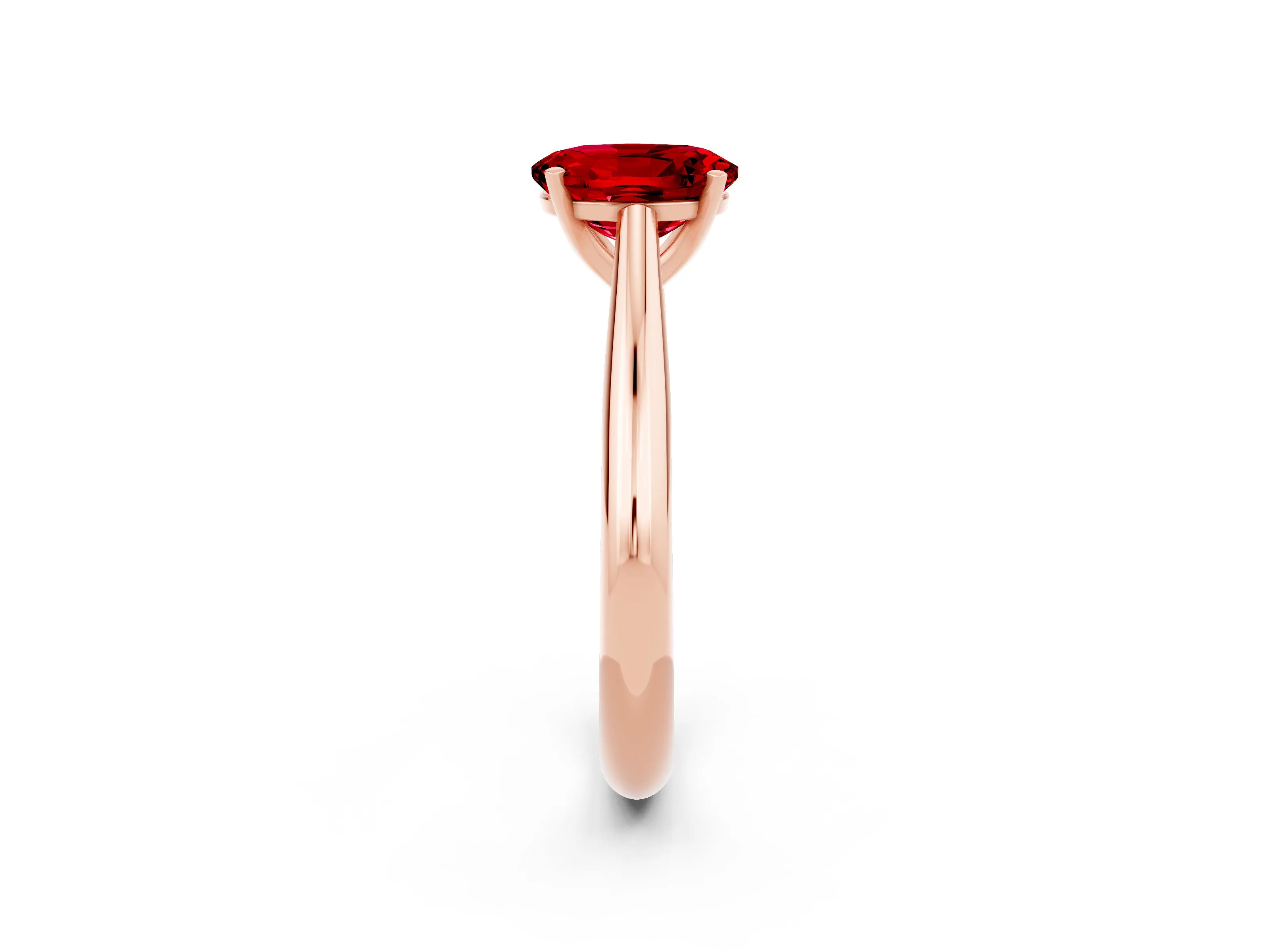Rose gold Oval Cut Ruby Solitaire Engagement Ring with Cathedral Setting and Four-Prong Mount_14