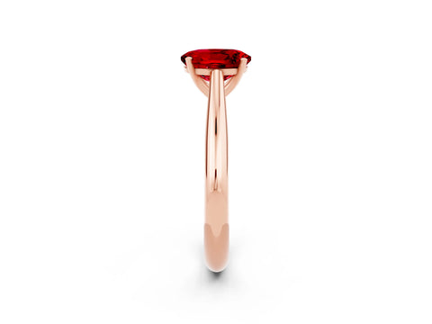 Rose gold Oval Cut Ruby Solitaire Engagement Ring with Cathedral Setting and Four-Prong Mount_14