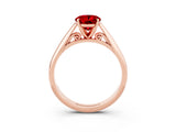 Rose gold Oval Cut Ruby Solitaire Engagement Ring with Cathedral Setting and Four-Prong Mount_15