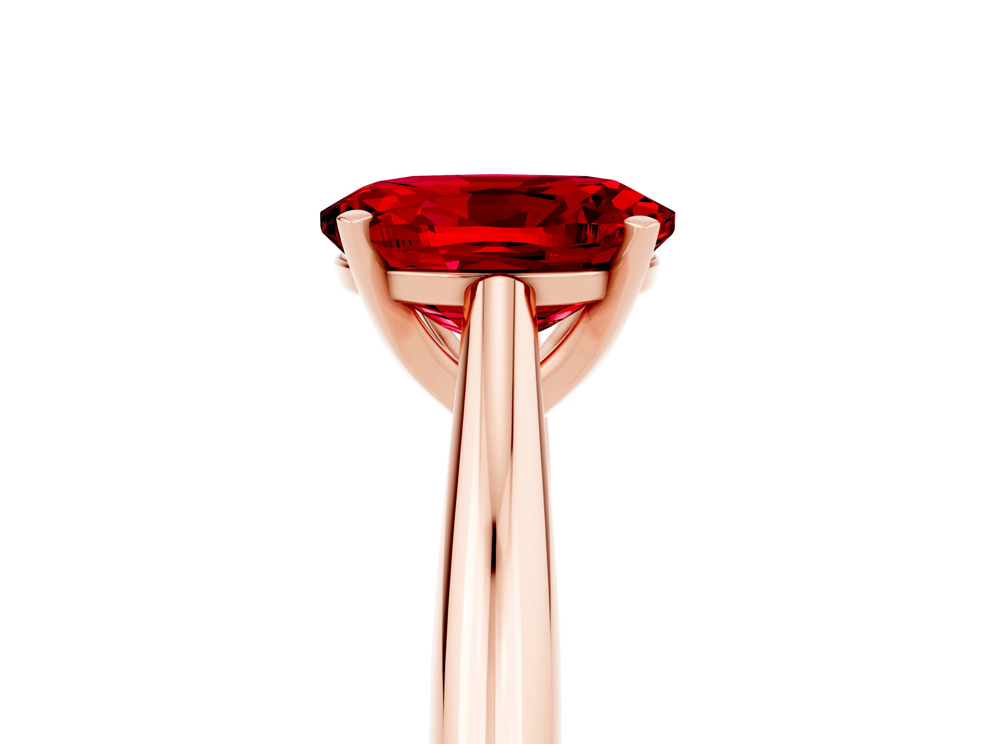 Rose gold Oval Cut Ruby Solitaire Engagement Ring with Cathedral Setting and Four-Prong Mount_17