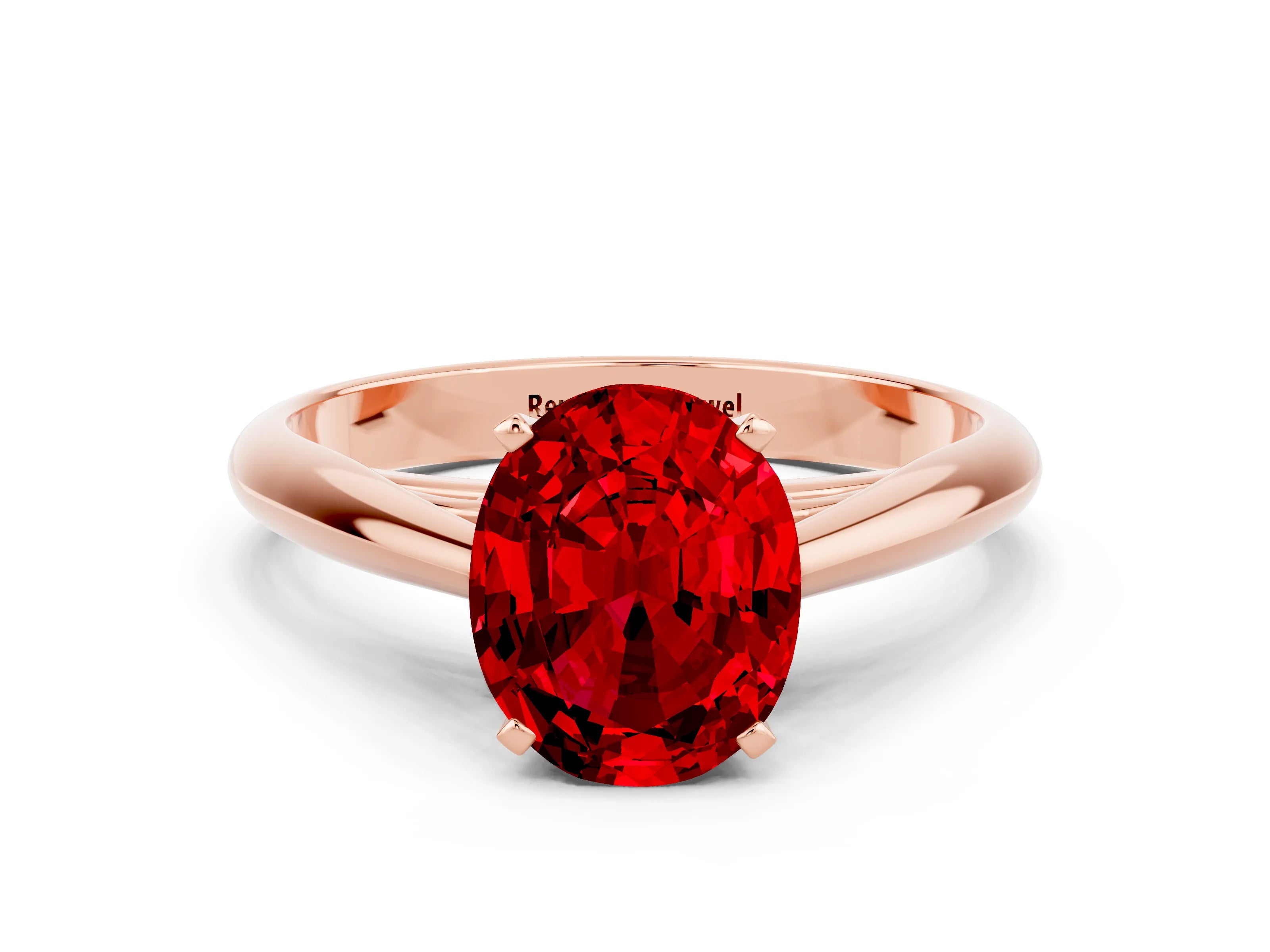 Rose gold Oval Cut Ruby Solitaire Engagement Ring with Cathedral Setting and Four-Prong Mount_18