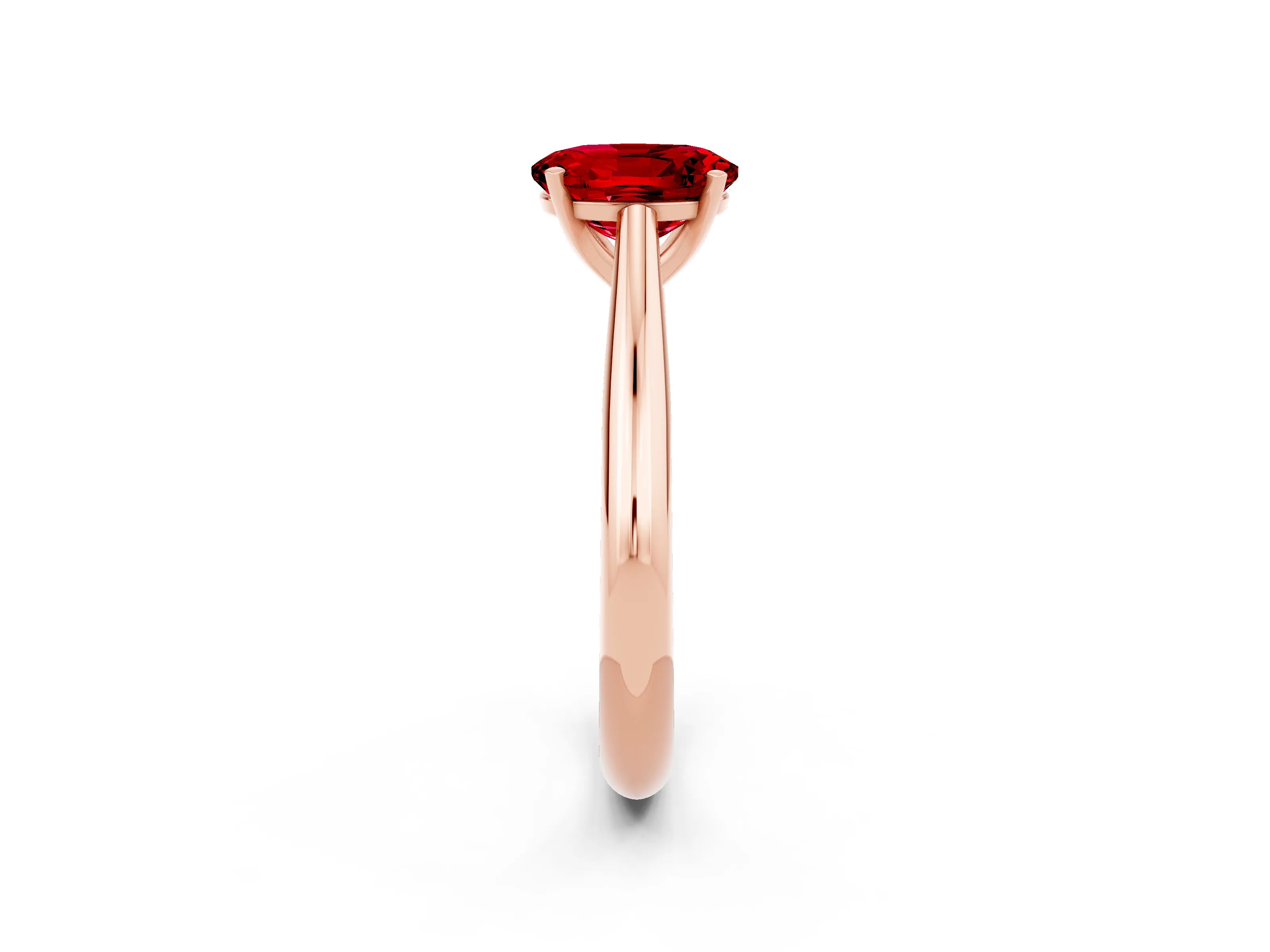 Rose gold Oval Cut Ruby Solitaire Engagement Ring with Cathedral Setting and Four-Prong Mount_20