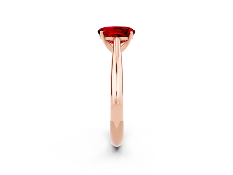 Rose gold Oval Cut Ruby Solitaire Engagement Ring with Cathedral Setting and Four-Prong Mount_20