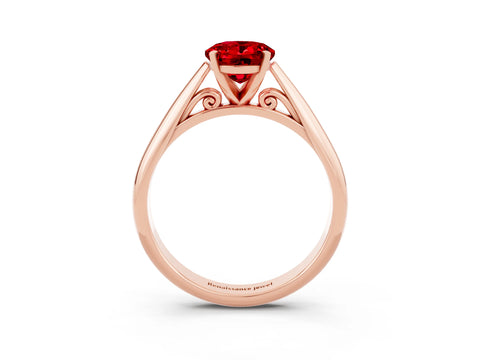 Rose gold Oval Cut Ruby Solitaire Engagement Ring with Cathedral Setting and Four-Prong Mount_21