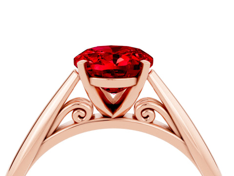 Rose gold Oval Cut Ruby Solitaire Engagement Ring with Cathedral Setting and Four-Prong Mount_22