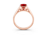 Rose gold Oval Cut Ruby Solitaire Engagement Ring with Cathedral Setting and Four-Prong Mount_27