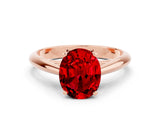 Rose gold Oval Cut Ruby Solitaire Engagement Ring with Cathedral Setting and Four-Prong Mount_72