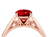 Rose gold Oval Cut Ruby Solitaire Engagement Ring with Cathedral Setting and Four-Prong Mount_76