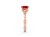 Rose gold Oval Cut Ruby Solitaire Engagement Ring with Celtic Knot Band and Four-Prong Setting_2