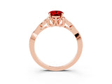 Rose gold Oval Cut Ruby Solitaire Engagement Ring with Celtic Knot Band and Four-Prong Setting_3
