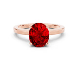 Rose gold Oval Cut Ruby Solitaire Engagement Ring with Classic Band and Four-Prong Setting_24