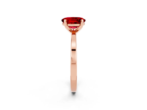 Rose gold Oval Cut Ruby Solitaire Engagement Ring with Classic Band and Four-Prong Setting
