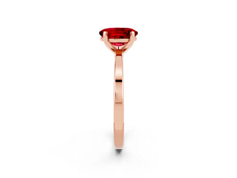 Rose gold Oval Cut Ruby Solitaire Engagement Ring with Classic Band and Four-Prong Setting_26