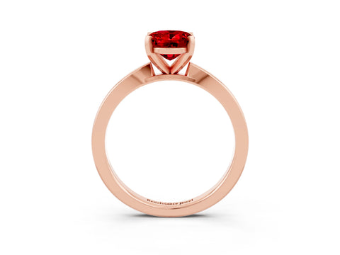 Rose gold Oval Cut Ruby Solitaire Engagement Ring with Classic Band and Four-Prong Setting_27
