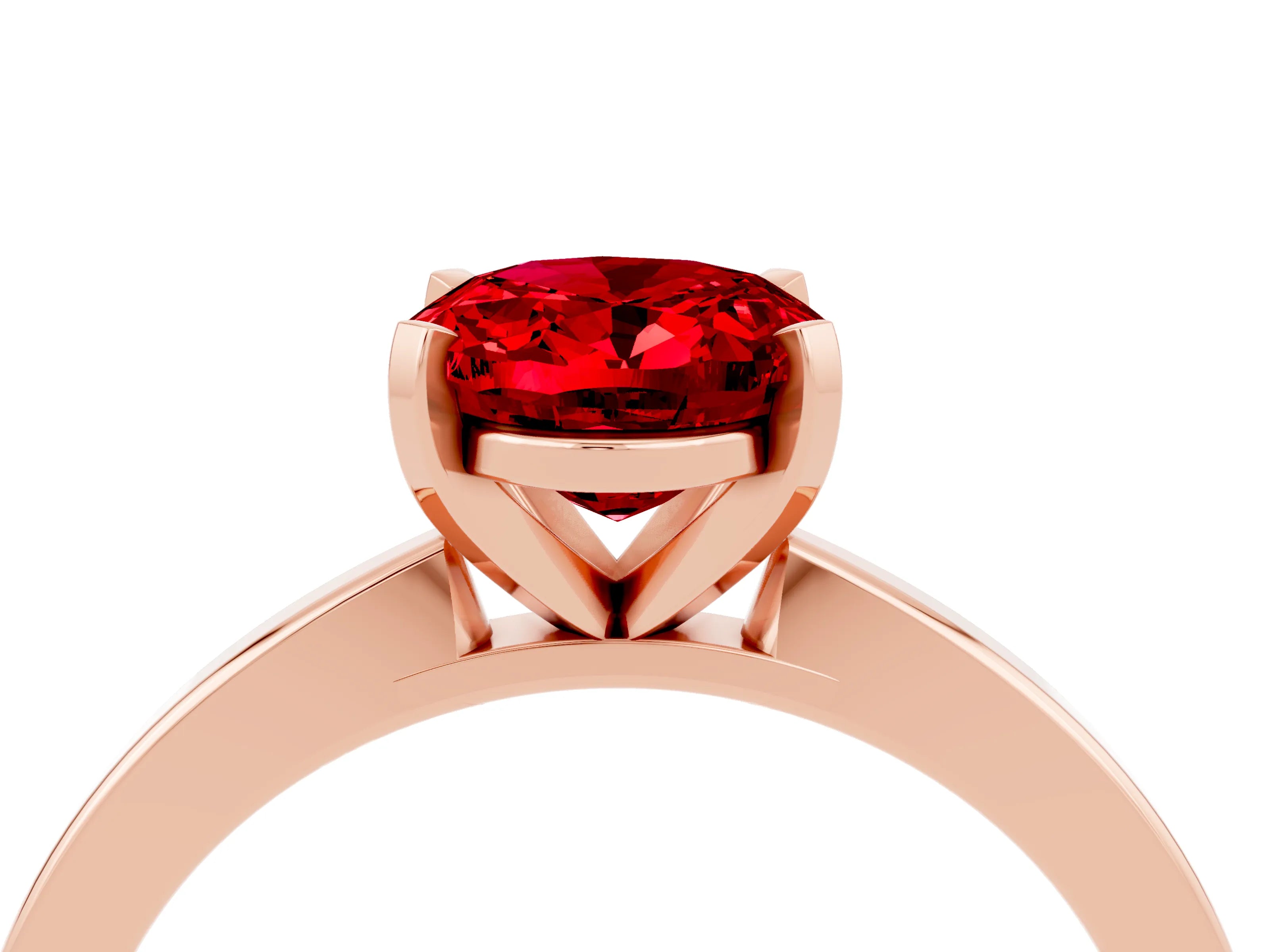 Rose gold Oval Cut Ruby Solitaire Engagement Ring with Classic Band and Four-Prong Setting_28