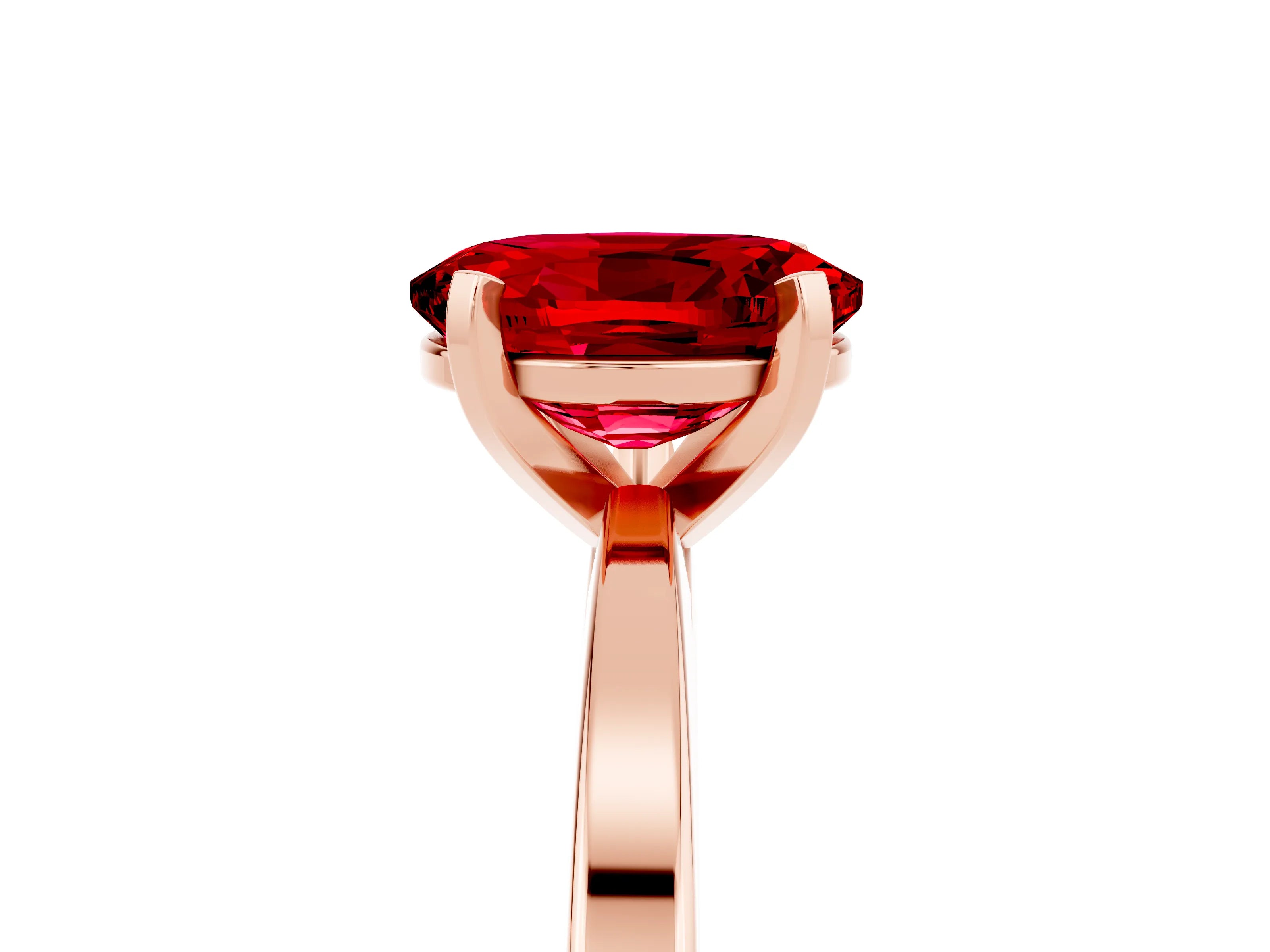 Rose gold Oval Cut Ruby Solitaire Engagement Ring with Classic Band and Four-Prong Setting_29