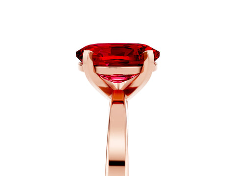 Rose gold Oval Cut Ruby Solitaire Engagement Ring with Classic Band and Four-Prong Setting_29