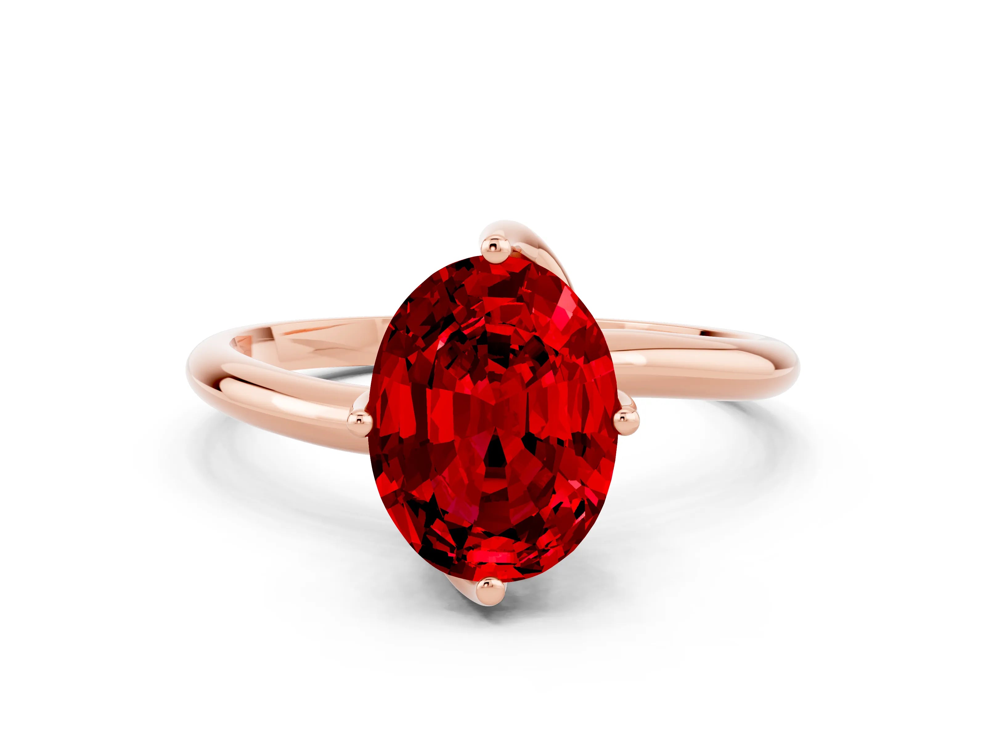 Rose gold Oval Cut Ruby Solitaire Engagement Ring with Four-Prong Setting and Classic Band_12