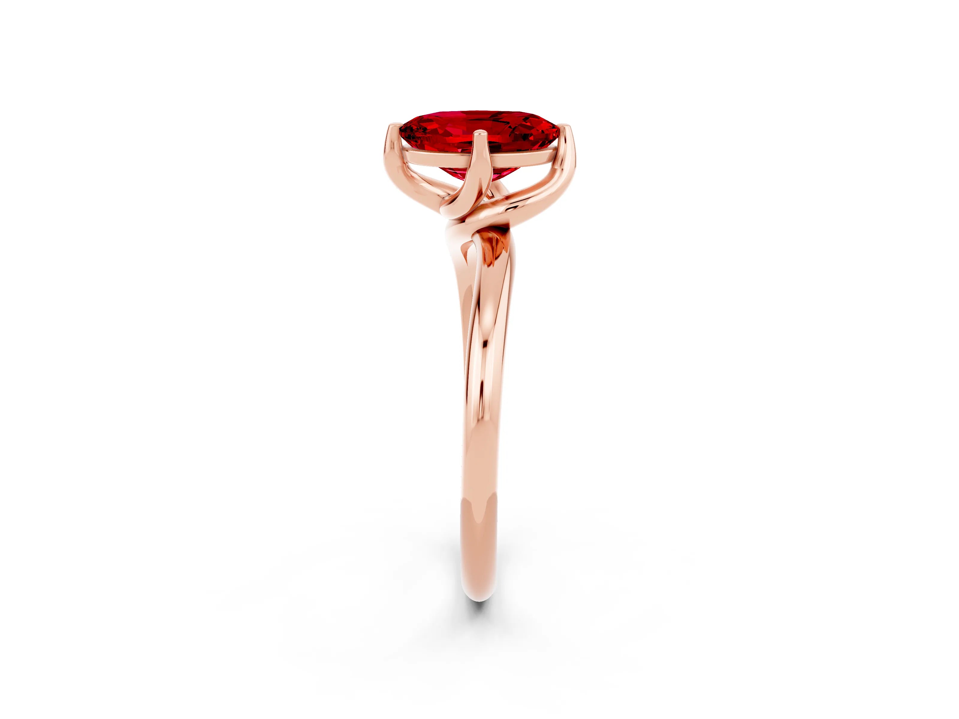 Rose gold Oval Cut Ruby Solitaire Engagement Ring with Four-Prong Setting and Classic Band_14
