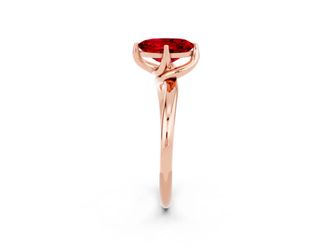 Rose gold Oval Cut Ruby Solitaire Engagement Ring with Four-Prong Setting and Classic Band_14