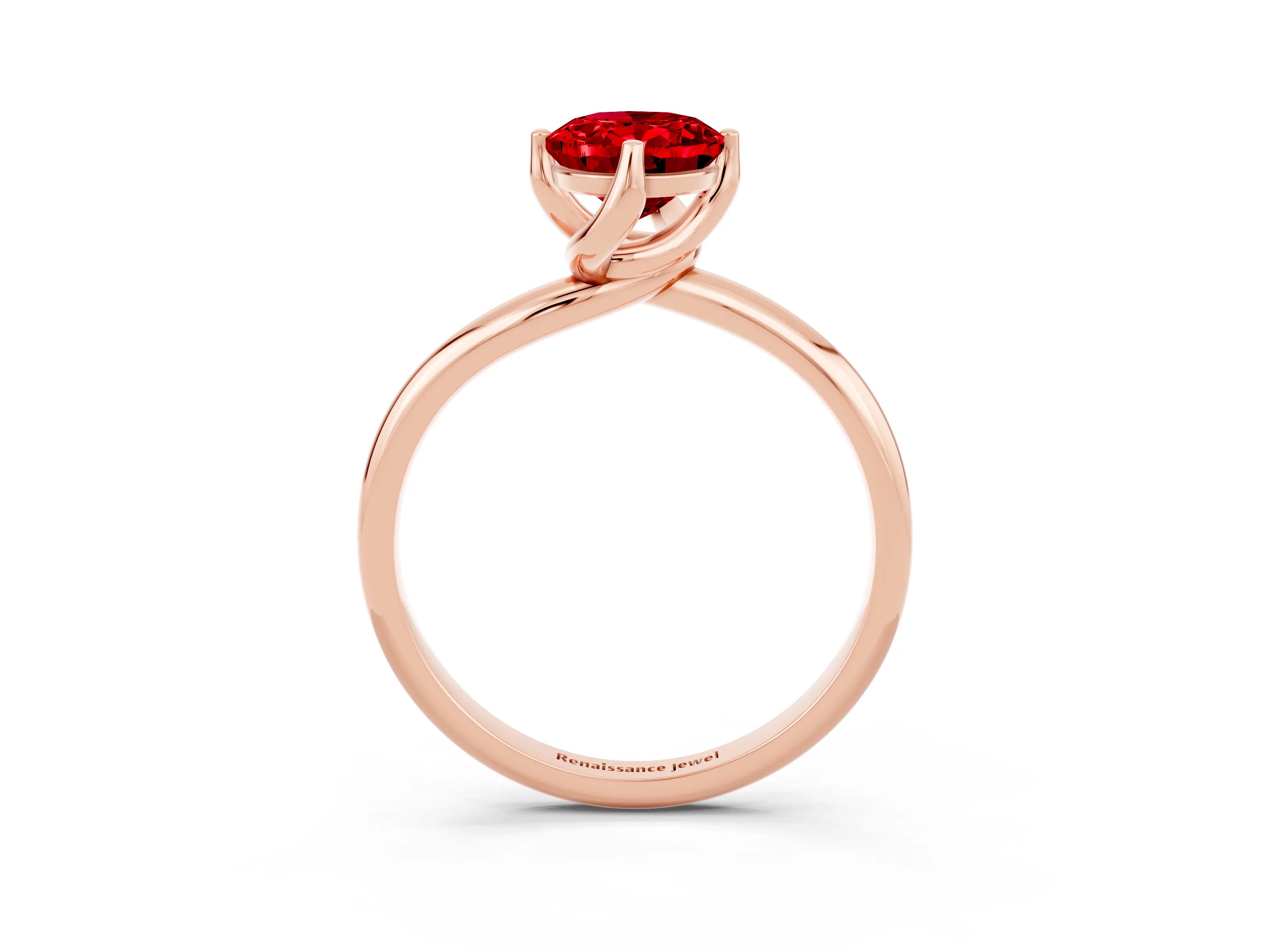 Rose gold Oval Cut Ruby Solitaire Engagement Ring with Four-Prong Setting and Classic Band_15