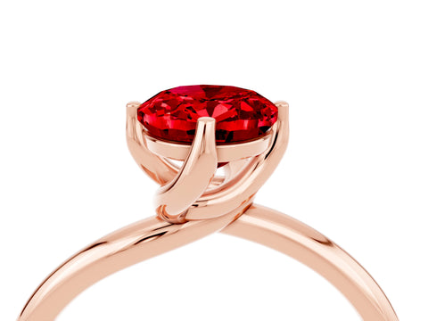 Rose gold Oval Cut Ruby Solitaire Engagement Ring with Four-Prong Setting and Classic Band_16