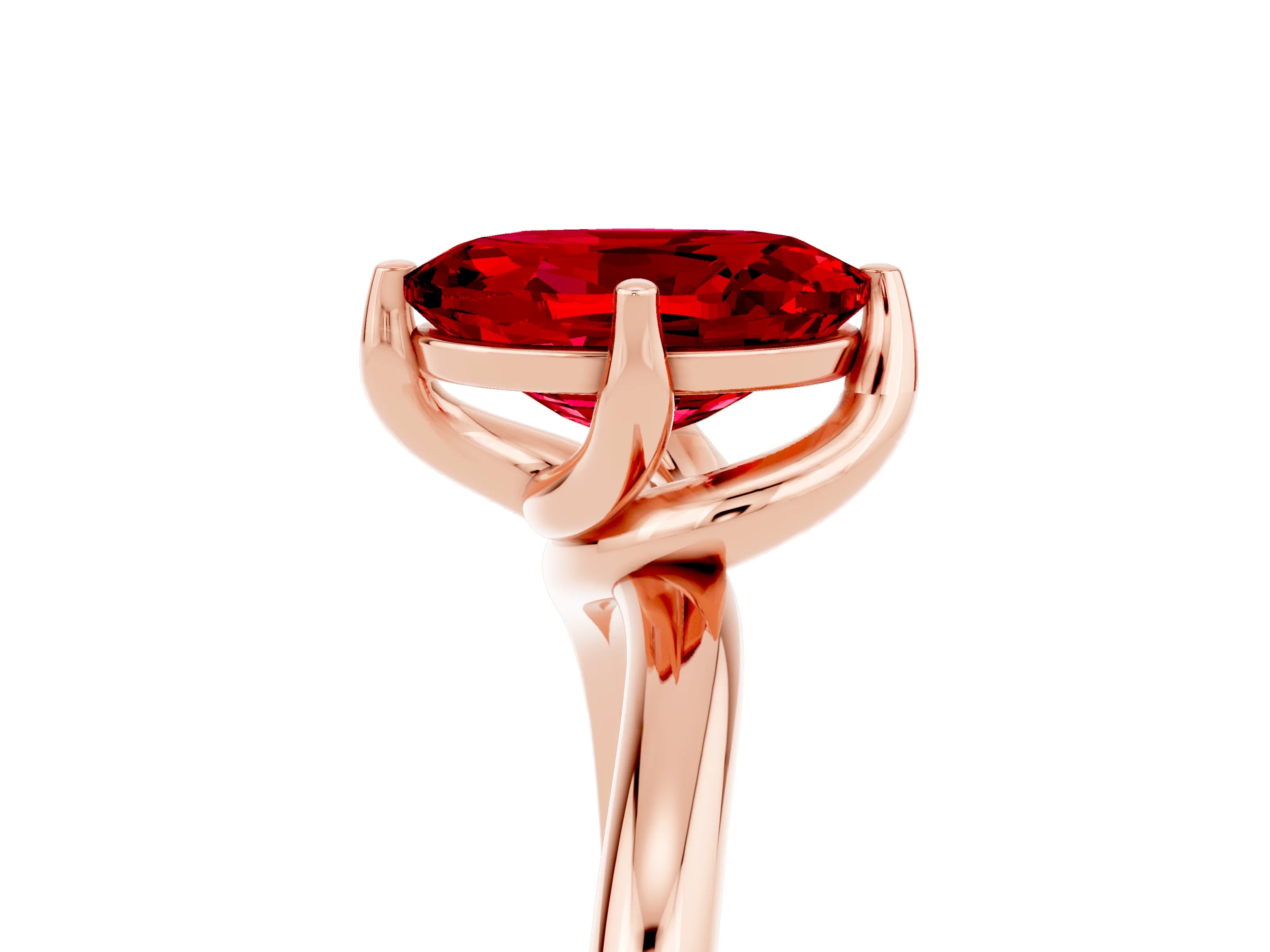 Rose gold Oval Cut Ruby Solitaire Engagement Ring with Four-Prong Setting and Classic Band_17