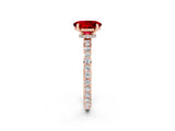 Rose gold Oval Cut Ruby Solitaire Engagement Ring with Pavé Band and Four-Prong Setting_2