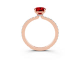 Rose gold Oval Cut Ruby Solitaire Engagement Ring with Pavé Band and Four-Prong Setting_3