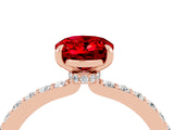 Rose gold Oval Cut Ruby Solitaire Engagement Ring with Pavé Band and Four-Prong Setting_4