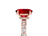 Rose gold Oval Cut Ruby Solitaire Engagement Ring with Pavé Band and Four-Prong Setting_5