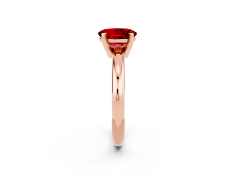 Rose gold Oval Cut Ruby Solitaire Engagement Ring with Round Band and Four-Prong Setting_2