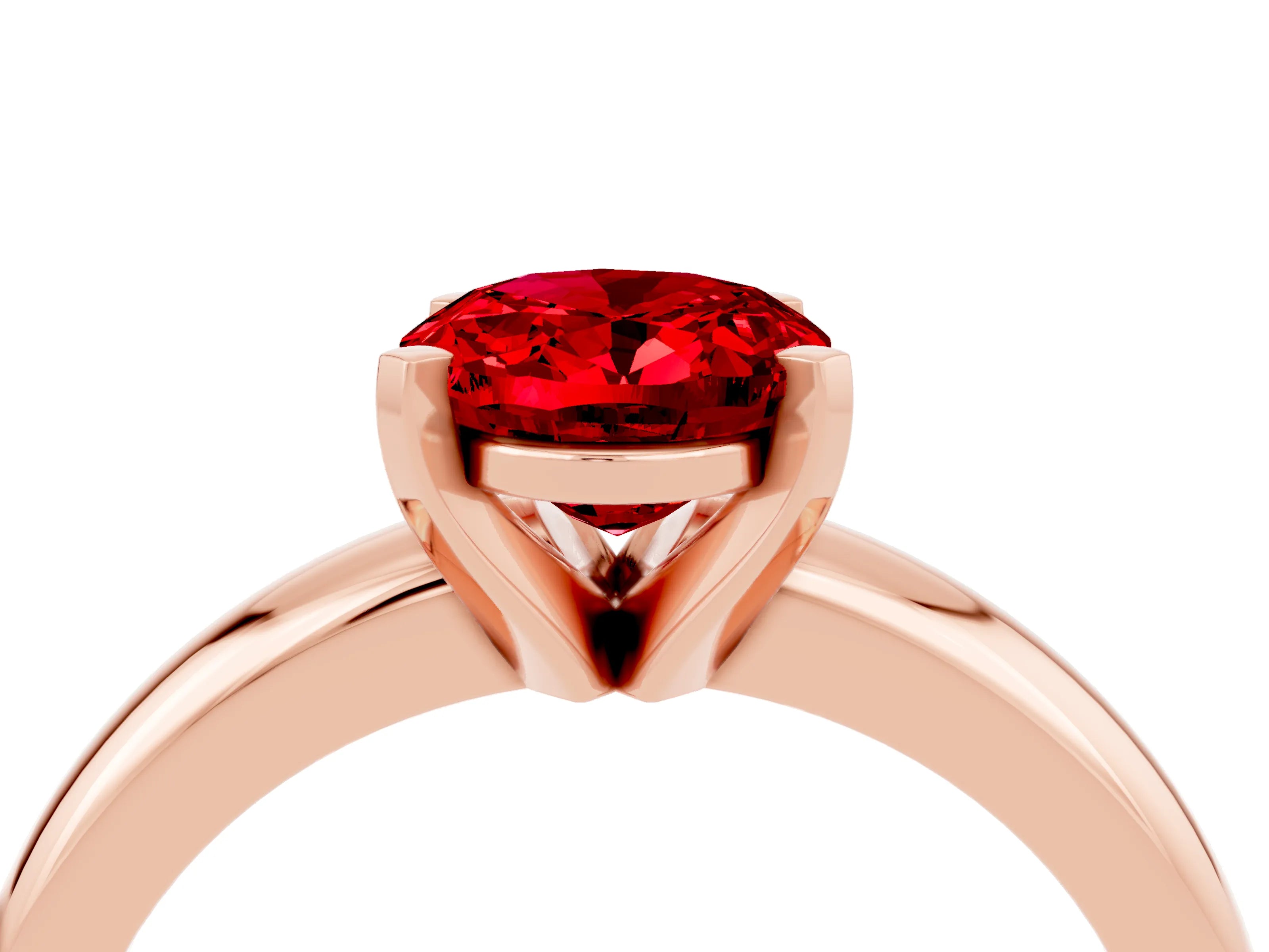 Rose gold Oval Cut Ruby Solitaire Engagement Ring with Round Band and Four-Prong Setting_4