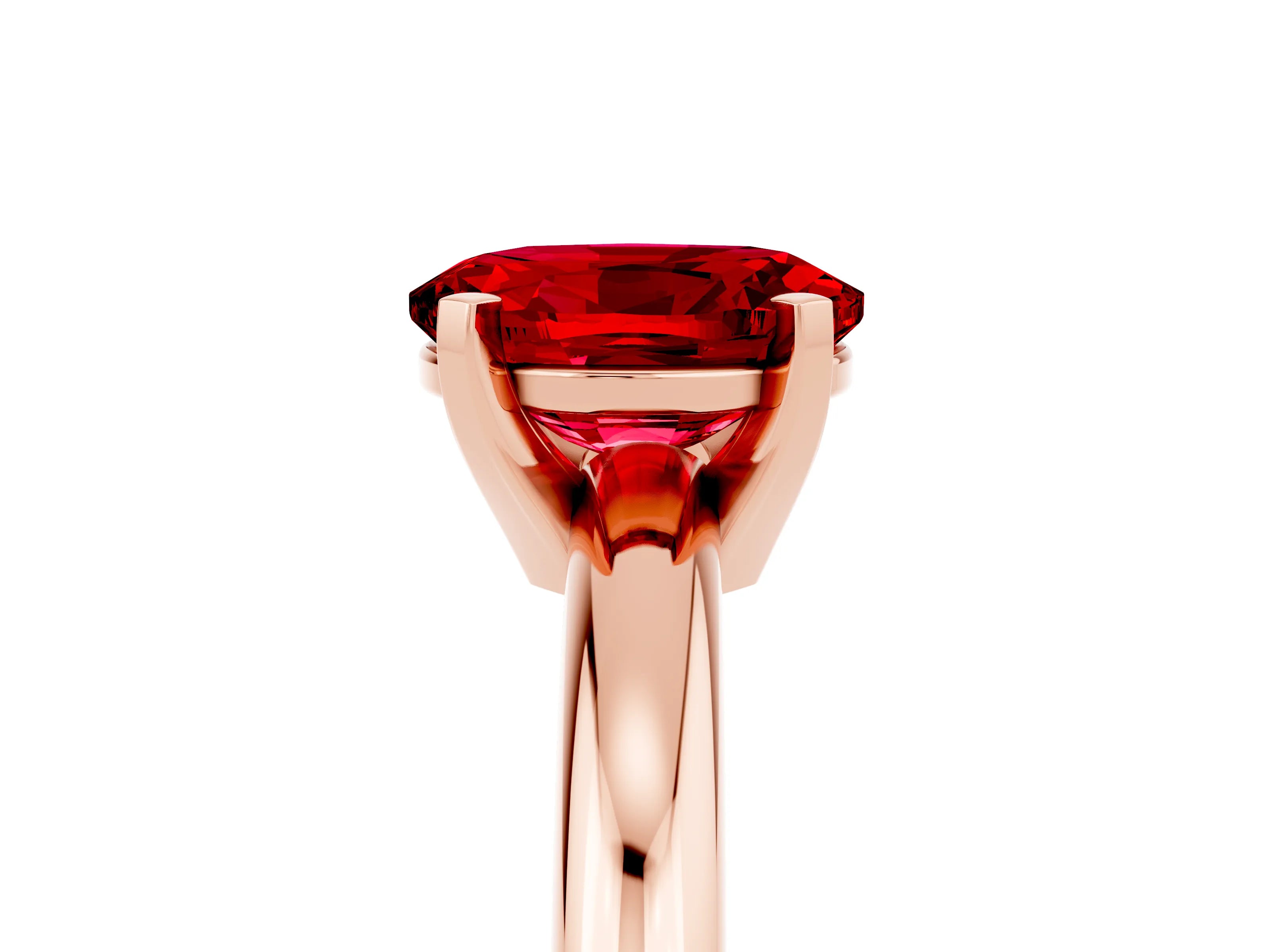 Rose gold Oval Cut Ruby Solitaire Engagement Ring with Round Band and Four-Prong Setting_5