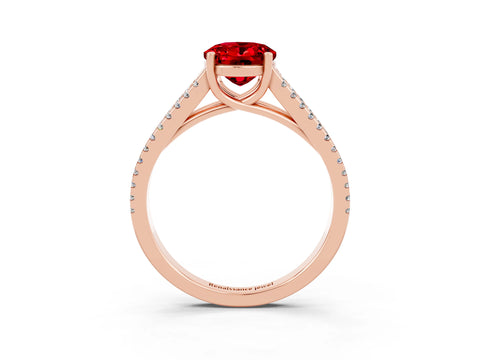 Rose gold Oval Cut Ruby Solitaire Engagement Ring with Split Shank Pavé Band_3