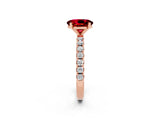 Rose gold Oval Cut Ruby Solitaire Pavé Band with Four-Prong Setting_2