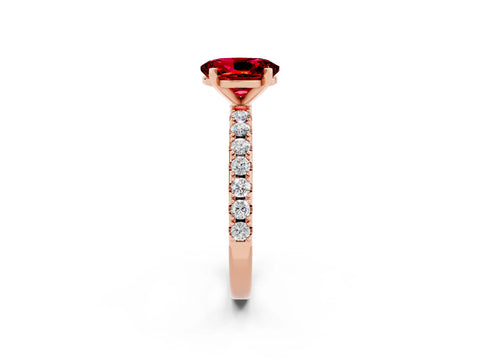 Rose gold Oval Cut Ruby Solitaire Pavé Band with Four-Prong Setting_2