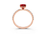 Rose gold Oval Cut Ruby Solitaire Pavé Band with Four-Prong Setting_3