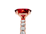 Rose gold Oval Cut Ruby Solitaire Pavé Band with Four-Prong Setting_5